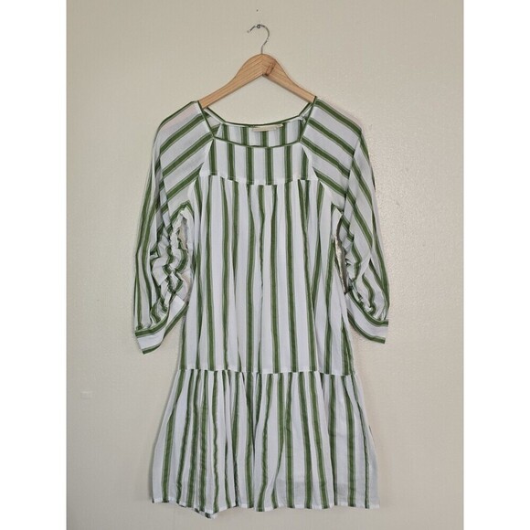 Happy X Nature Green White Striped Tiered Short Dress Womens Size XS - Picture 1 of 11